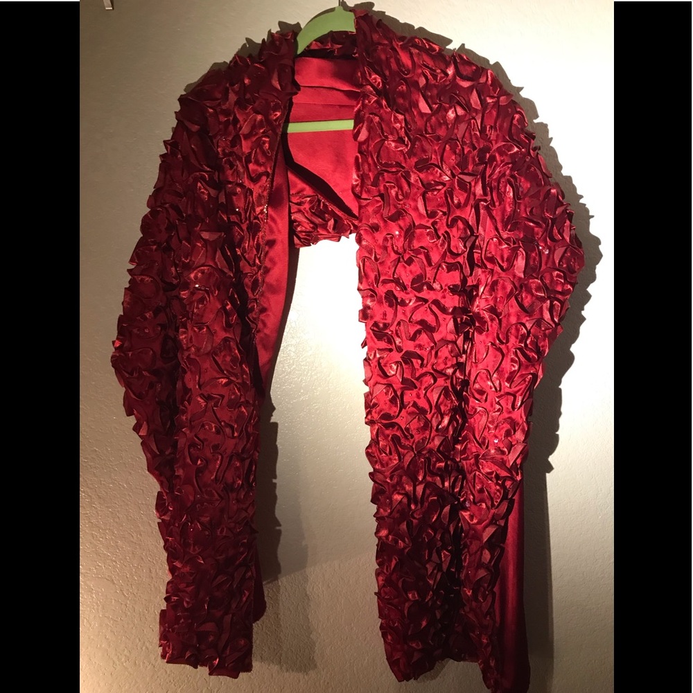 WRAP. RED RIBBON & beaded